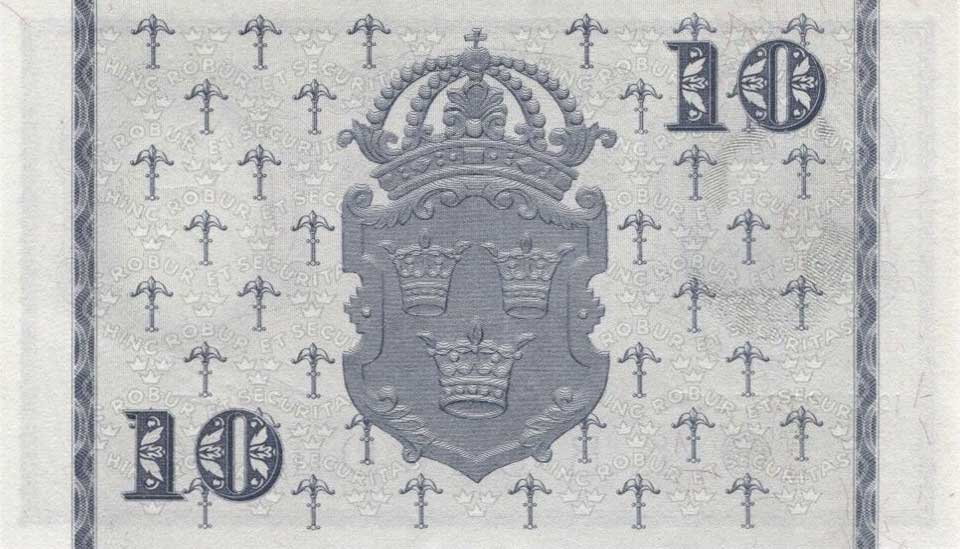 Back of Sweden p43a: 10 Kronor from 1953