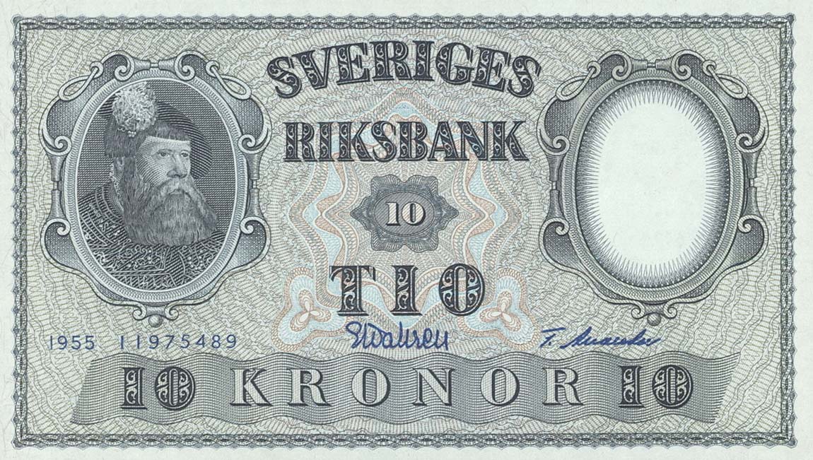 Front of Sweden p43c: 10 Kronor from 1955