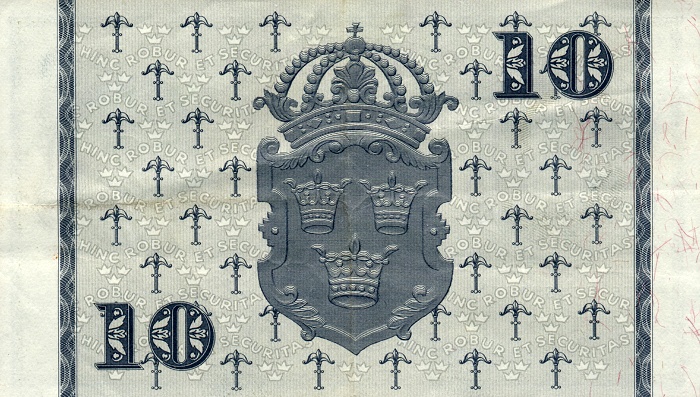 Back of Sweden p43d: 10 Kronor from 1956