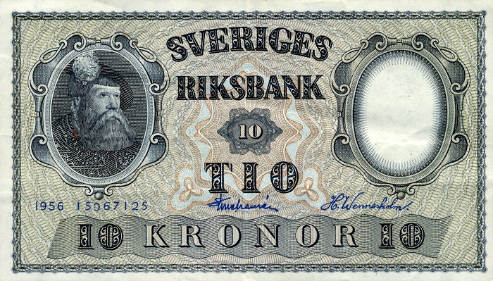 Front of Sweden p43d: 10 Kronor from 1956