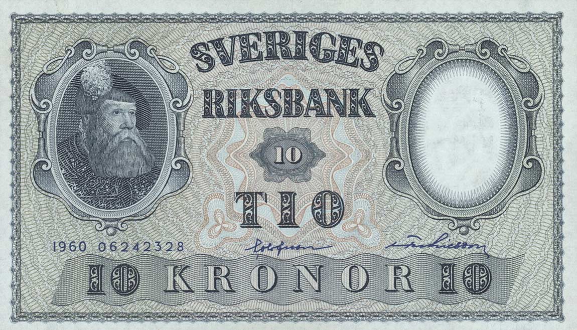 Front of Sweden p43h: 10 Kronor from 1960