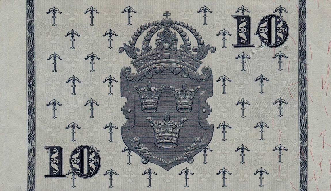 Back of Sweden p43i: 10 Kronor from 1962