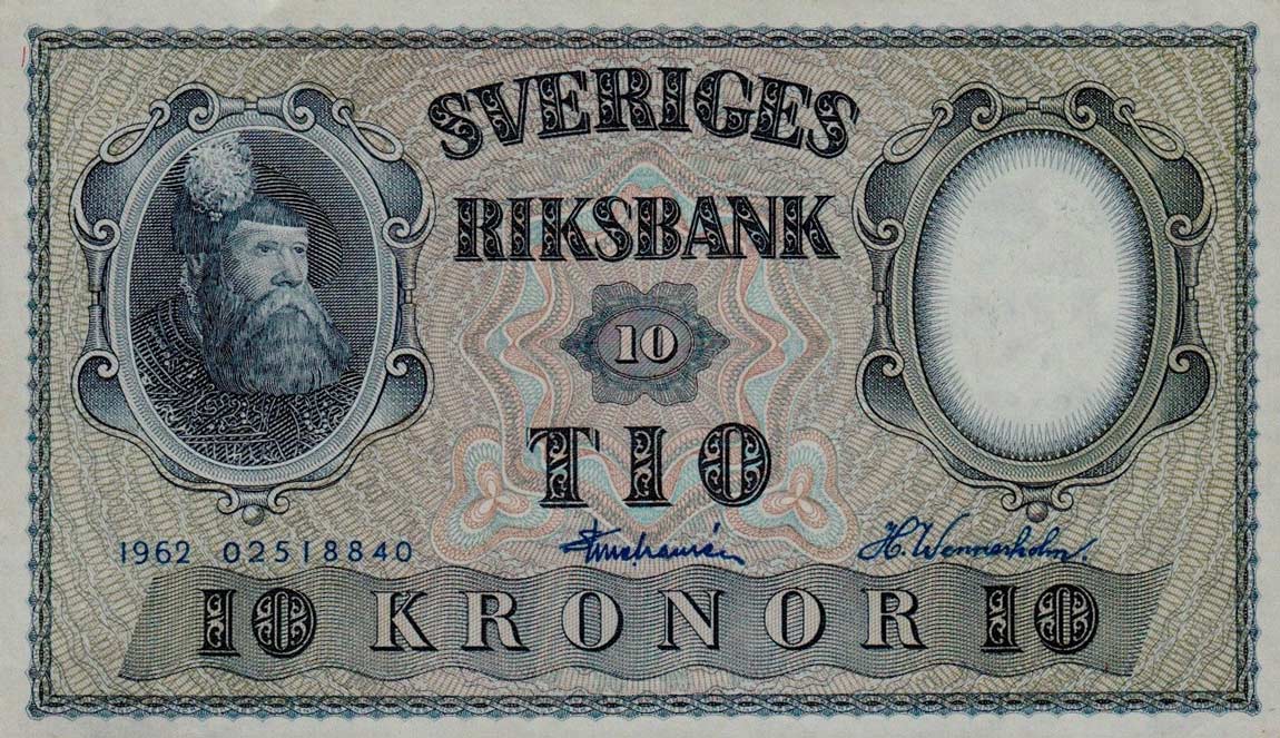 Front of Sweden p43i: 10 Kronor from 1962