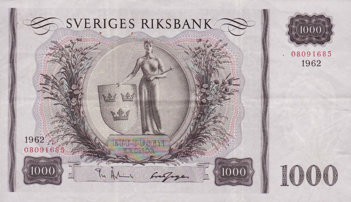 Front of Sweden p46c: 1000 Kronor from 1962