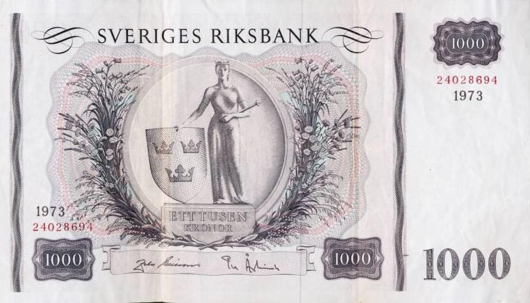 Front of Sweden p46f: 1000 Kronor from 1973