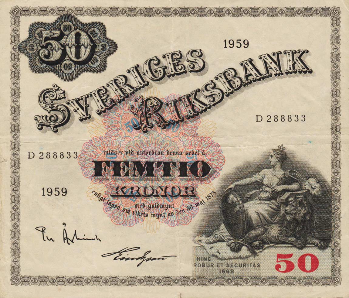 Front of Sweden p47a: 50 Kronor from 1959