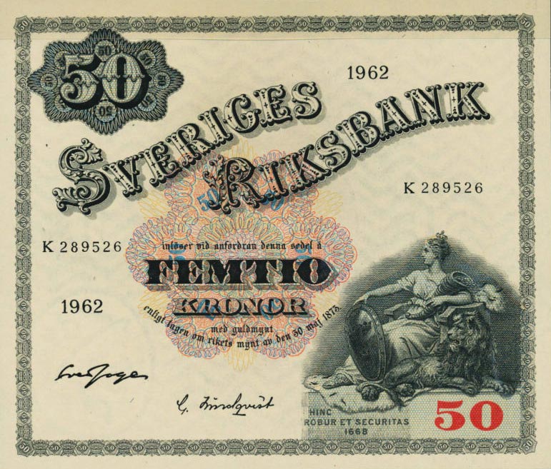 Front of Sweden p47d: 50 Kronor from 1962