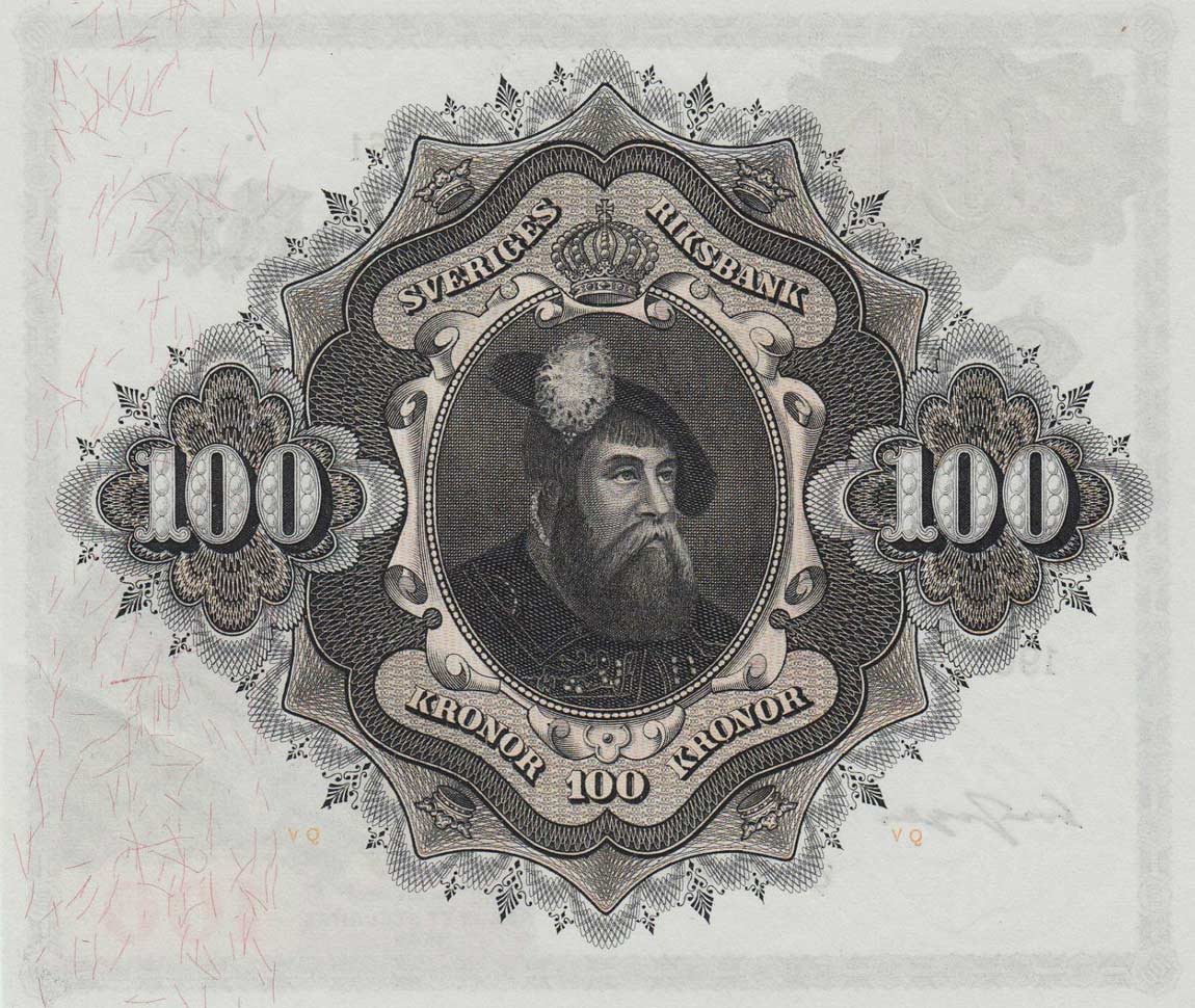 Back of Sweden p48c: 100 Kronor from 1961