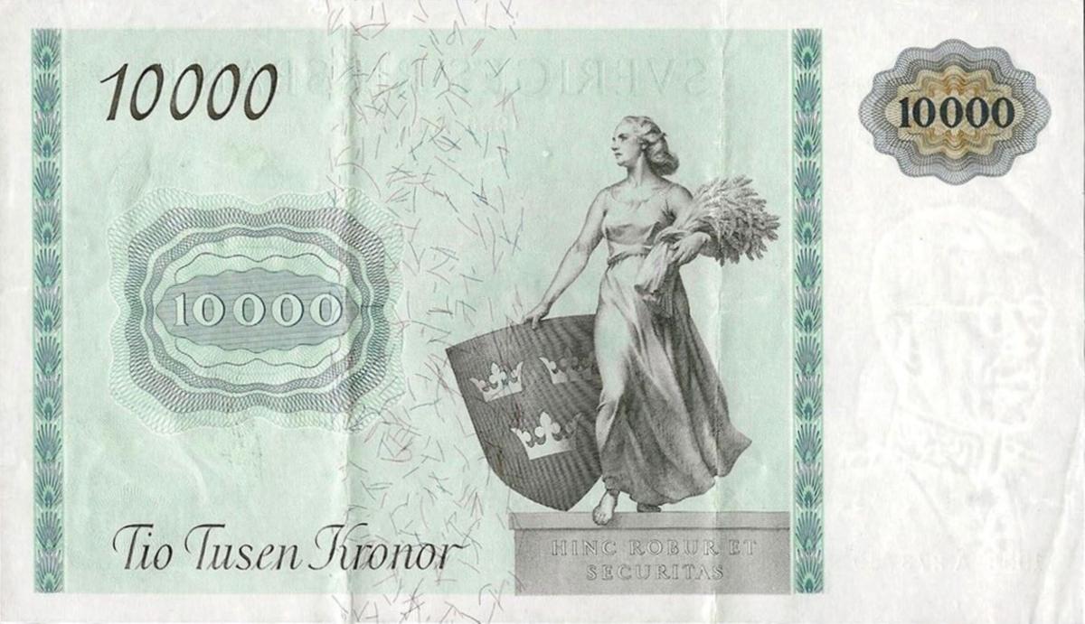 Back of Sweden p49: 10000 Kronor from 1958