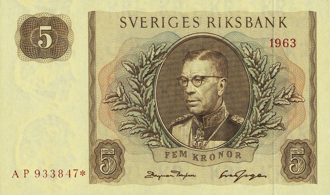 Front of Sweden p50r2: 5 Kronor from 1963