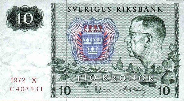 Front of Sweden p52c: 10 Kronor from 1971