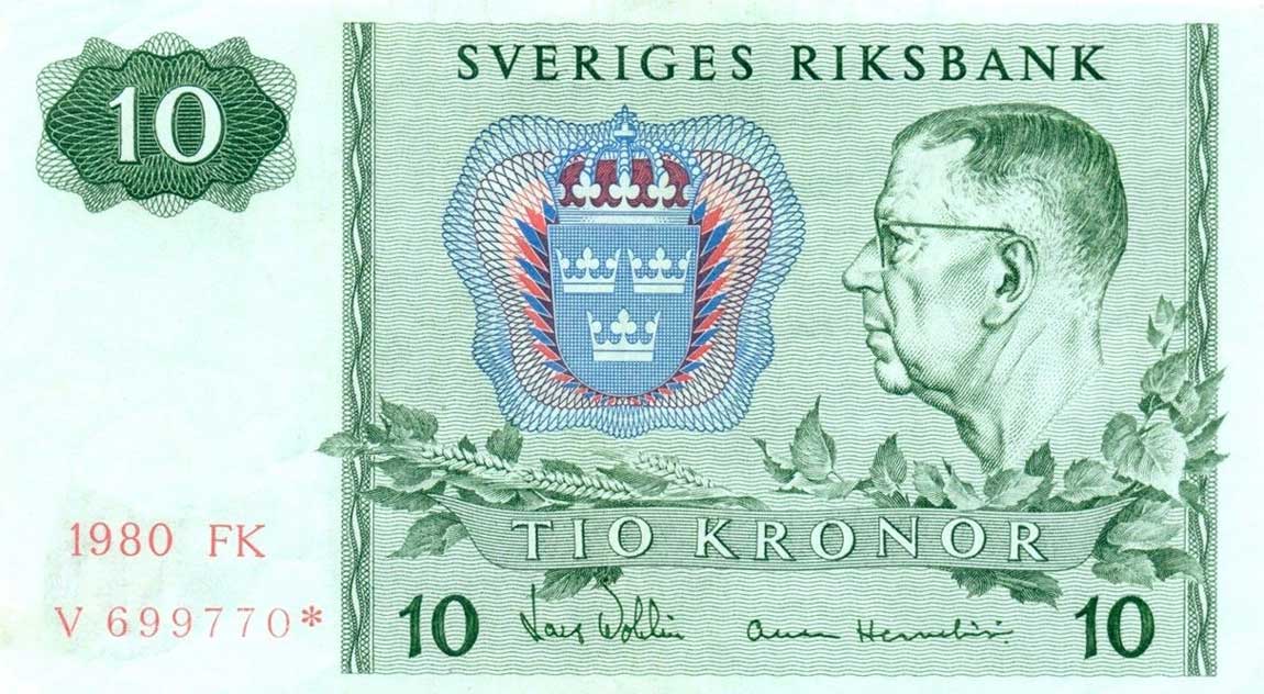 Front of Sweden p52r3: 10 Kronor from 1980