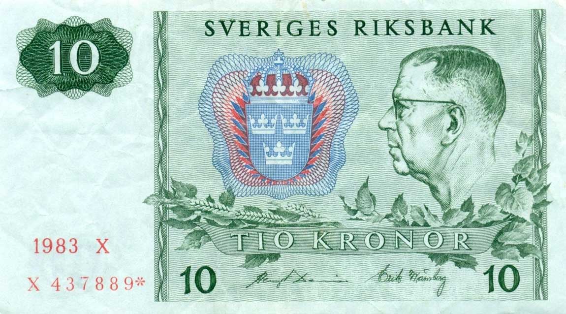 Front of Sweden p52r4: 10 Kronor from 1984