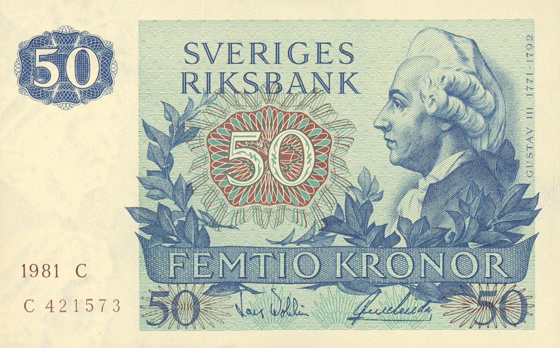 Front of Sweden p53c: 50 Kronor from 1978