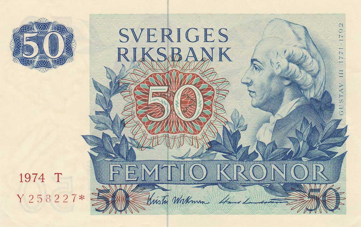 Front of Sweden p53r2: 50 Kronor from 1974