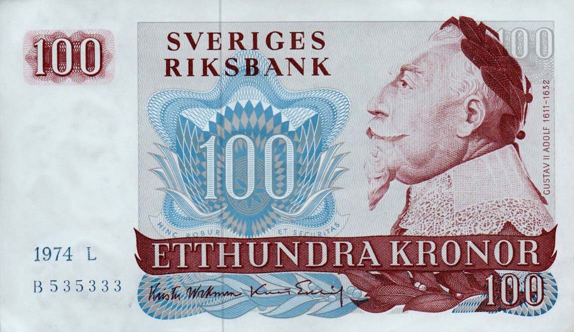 Front of Sweden p54b: 100 Kronor from 1971