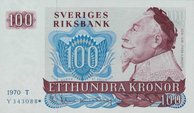 Front of Sweden p54r2: 100 Kronor from 1971