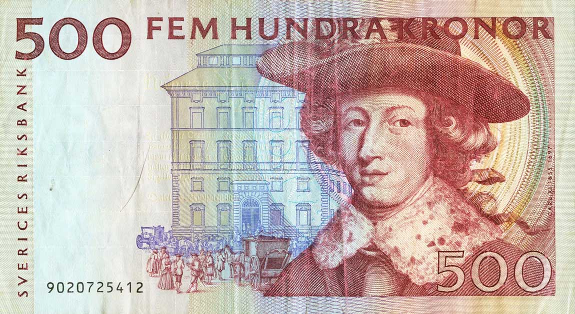 Front of Sweden p59a: 500 Kronor from 1989