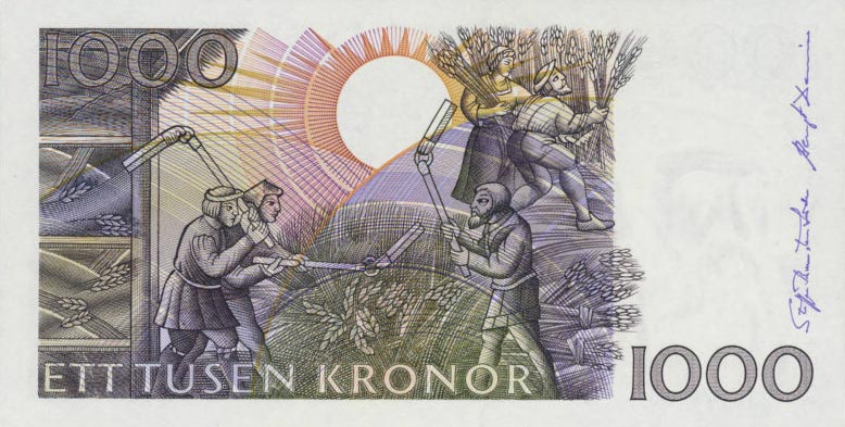 Back of Sweden p60a: 1000 Kronor from 1989