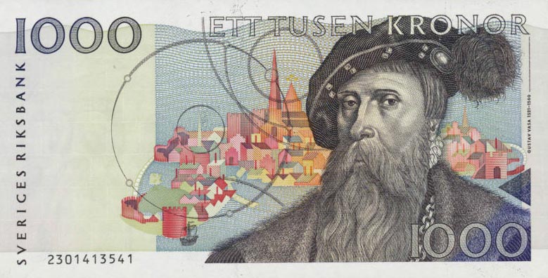Front of Sweden p60a: 1000 Kronor from 1989