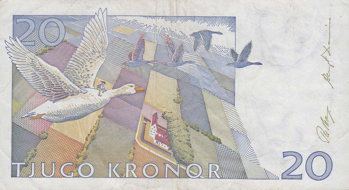 Back of Sweden p61a: 20 Kronor from 1991