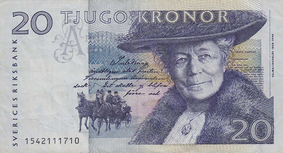 Front of Sweden p61a: 20 Kronor from 1991