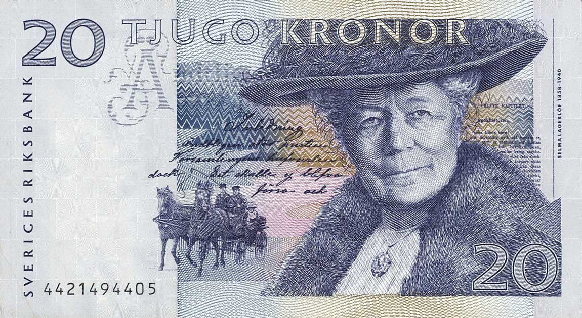 Front of Sweden p61b: 20 Kronor from 1994