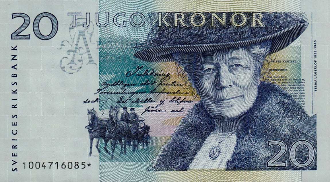 Front of Sweden p61r: 20 Kronor from 1991