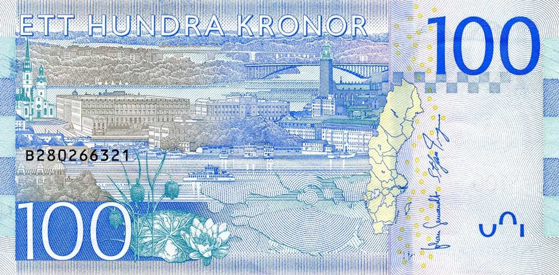 Back of Sweden p71a: 100 Kronor from 2015