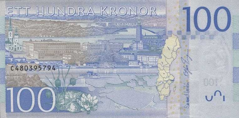 Back of Sweden p71b: 100 Kronor from 2015