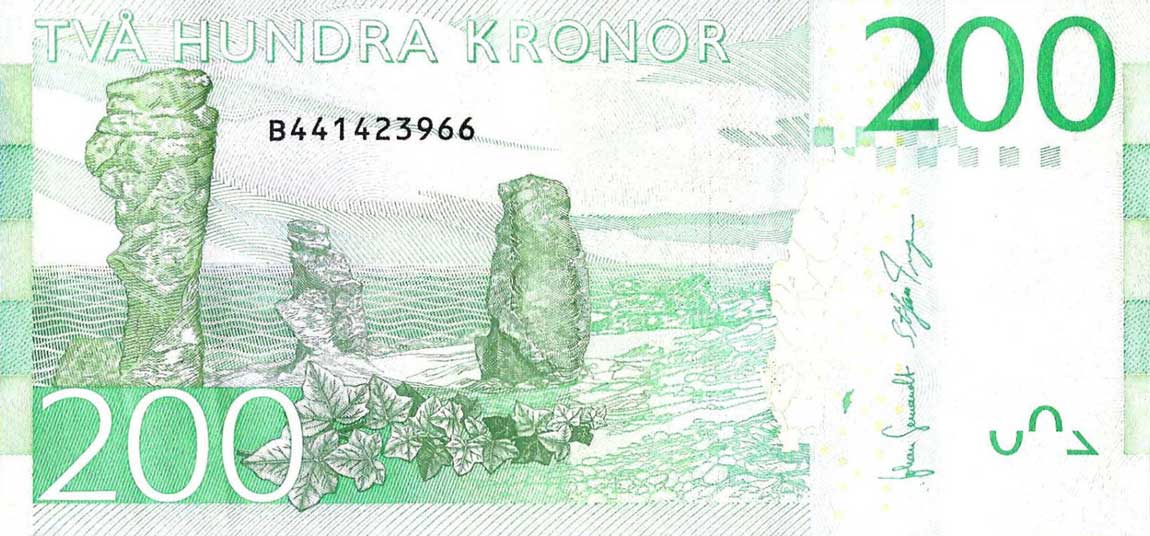 Back of Sweden p72: 200 Kronor from 2015