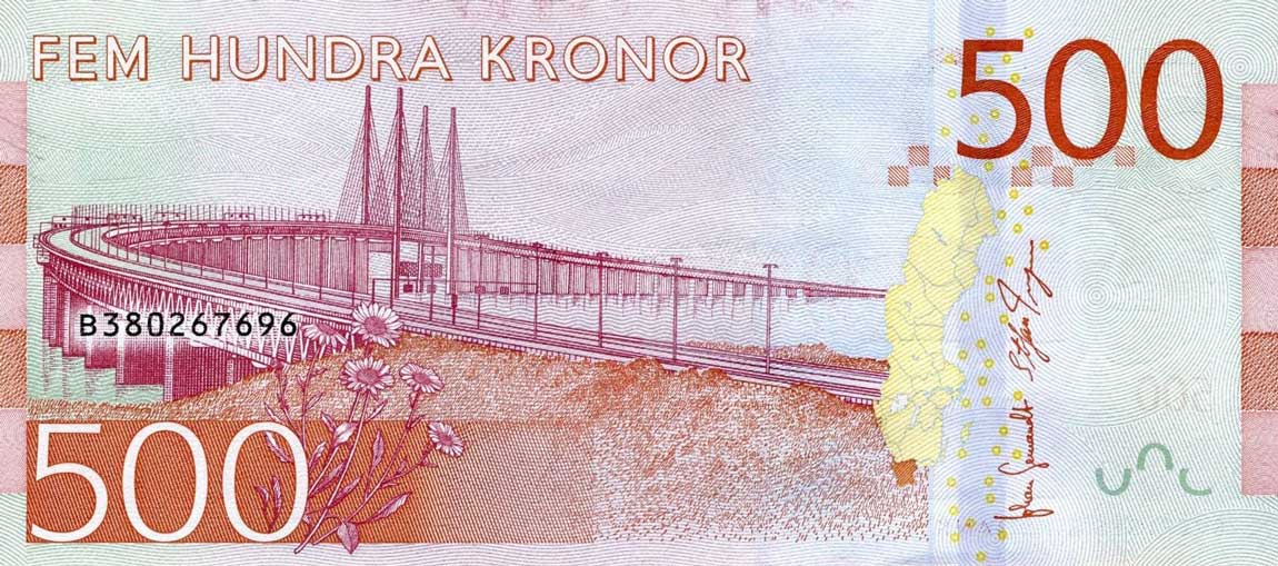 Back of Sweden p73: 500 Kronor from 2016