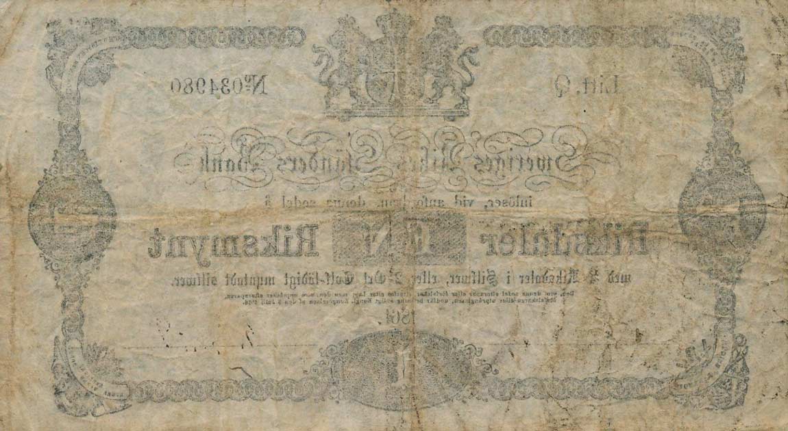 Back of Sweden pA131: 1 Riksdaler from 1859