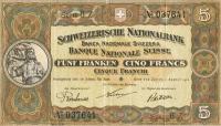p11b from Switzerland: 5 Franken from 1914