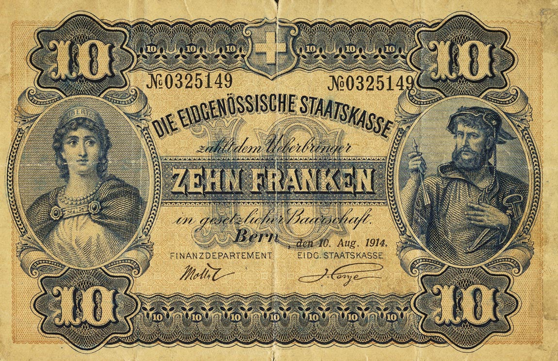 Front of Switzerland p17: 10 Franken from 1914