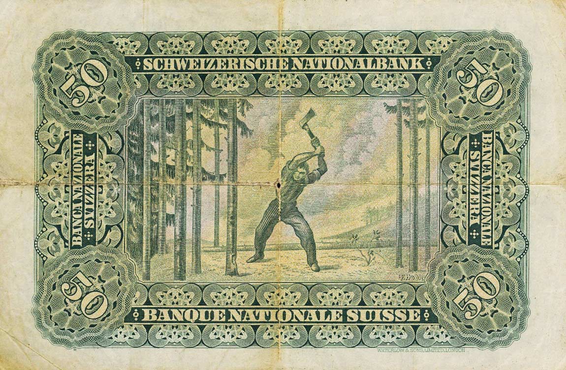 Back of Switzerland p34o: 50 Franken from 1947