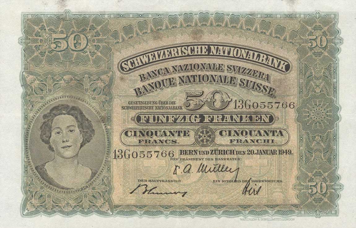 Front of Switzerland p34p: 50 Franken from 1949