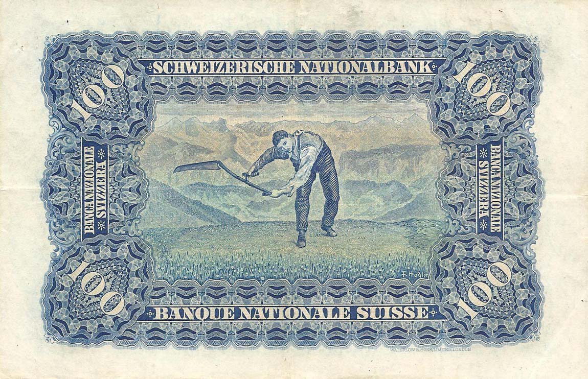 Back of Switzerland p35f: 100 Franken from 1930