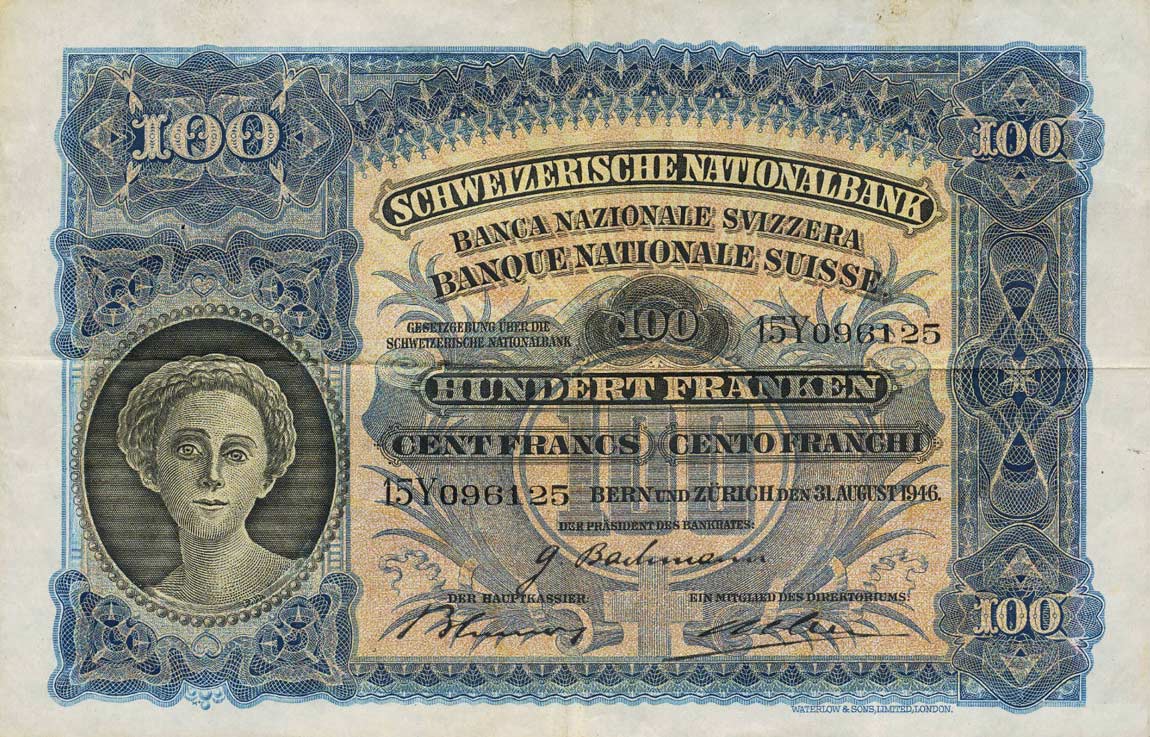 Front of Switzerland p35t: 100 Franken from 1946