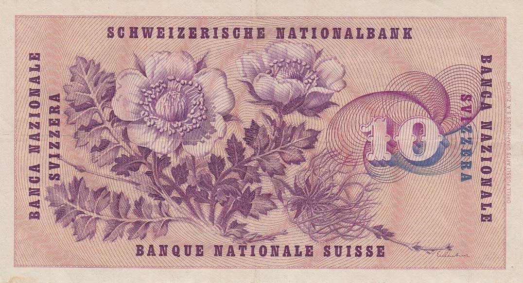 Back of Switzerland p45a: 10 Franken from 1955