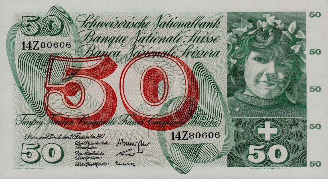 Front of Switzerland p48a: 50 Franken from 1961