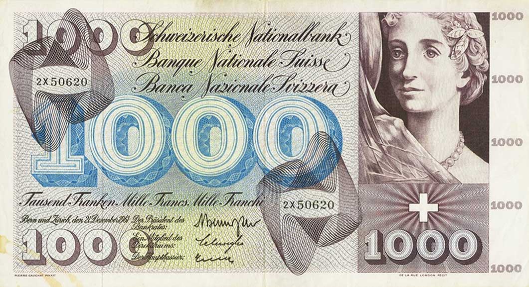 Front of Switzerland p52e: 1000 Franken from 1961