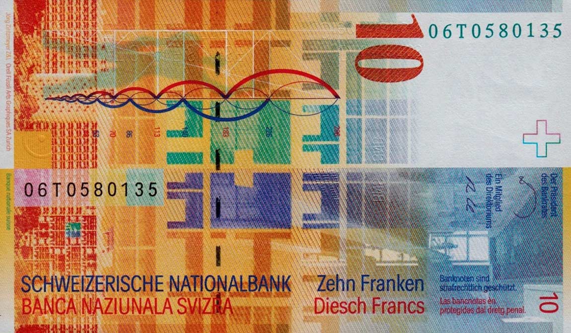 Back of Switzerland p67b: 10 Franken from 2006