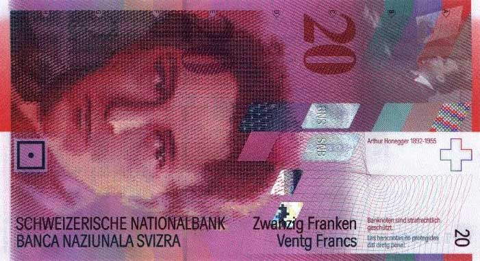 Front of Switzerland p69a: 20 Franken from 2000