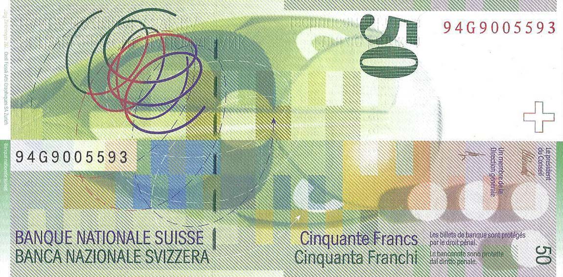 Back of Switzerland p70a: 50 Franken from 1994
