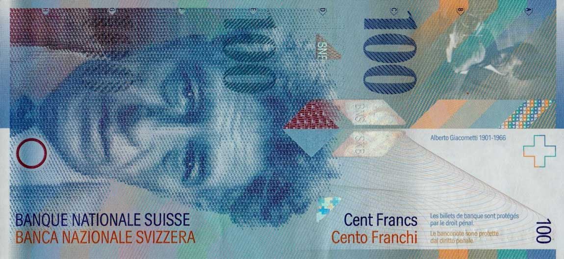 Front of Switzerland p72b: 100 Franken from 1997