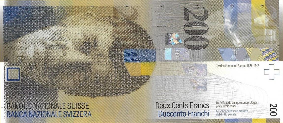 Front of Switzerland p73e: 200 Franken from 2013