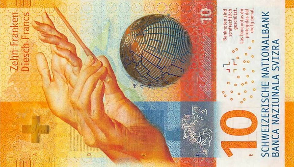 Front of Switzerland p75b: 10 Francs from 2016