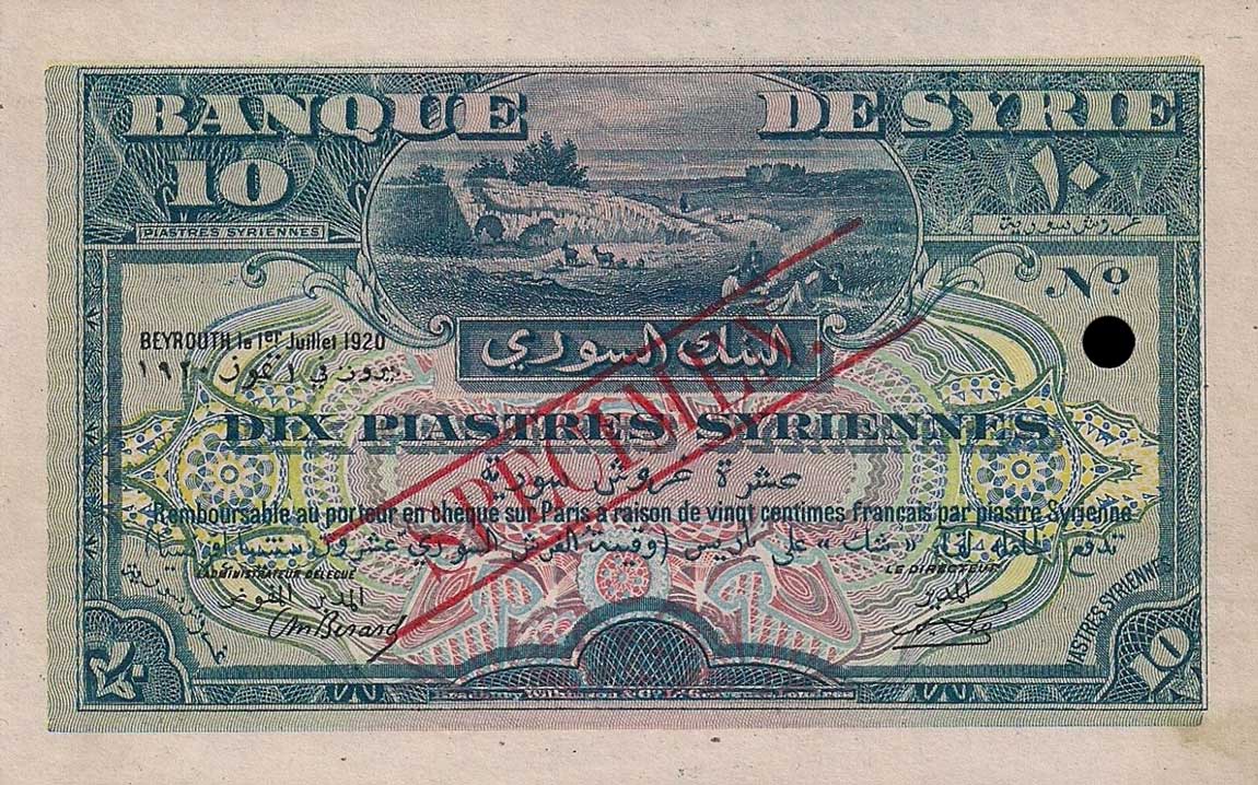 Front of Syria p12s: 10 Piastres from 1920