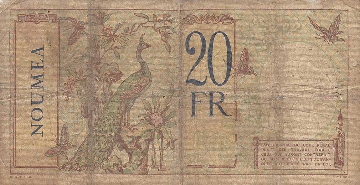 Back of Tahiti p12a: 20 Francs from 1928